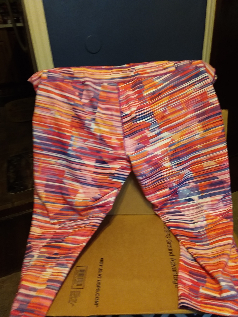 Xersion Womens Pink, Orange & Blue Stripe Active Leggings